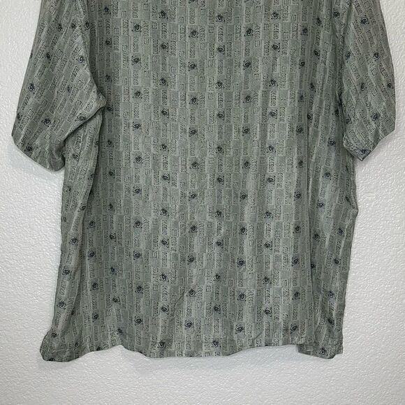 Firethorn 100% Silk Chinese Dragon Printed Button Down Men’s Shirt - Picture 9 of 13